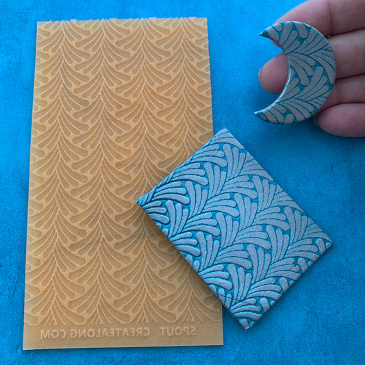 Spout Art Deco Texture Mat Silicone rubber Stamp for polymer clay paper Gelli plate and resin