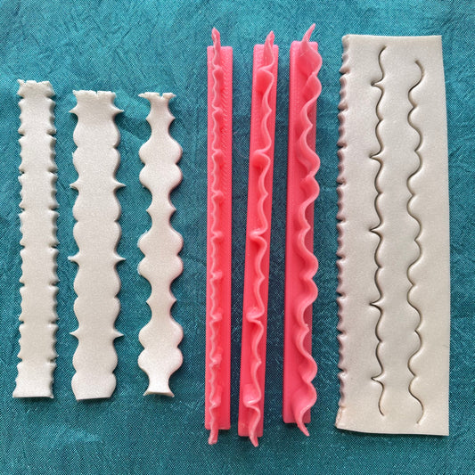 Rock N Roll Border Cutters Fancy Scallop 3 tools and designs polymer clay cutters