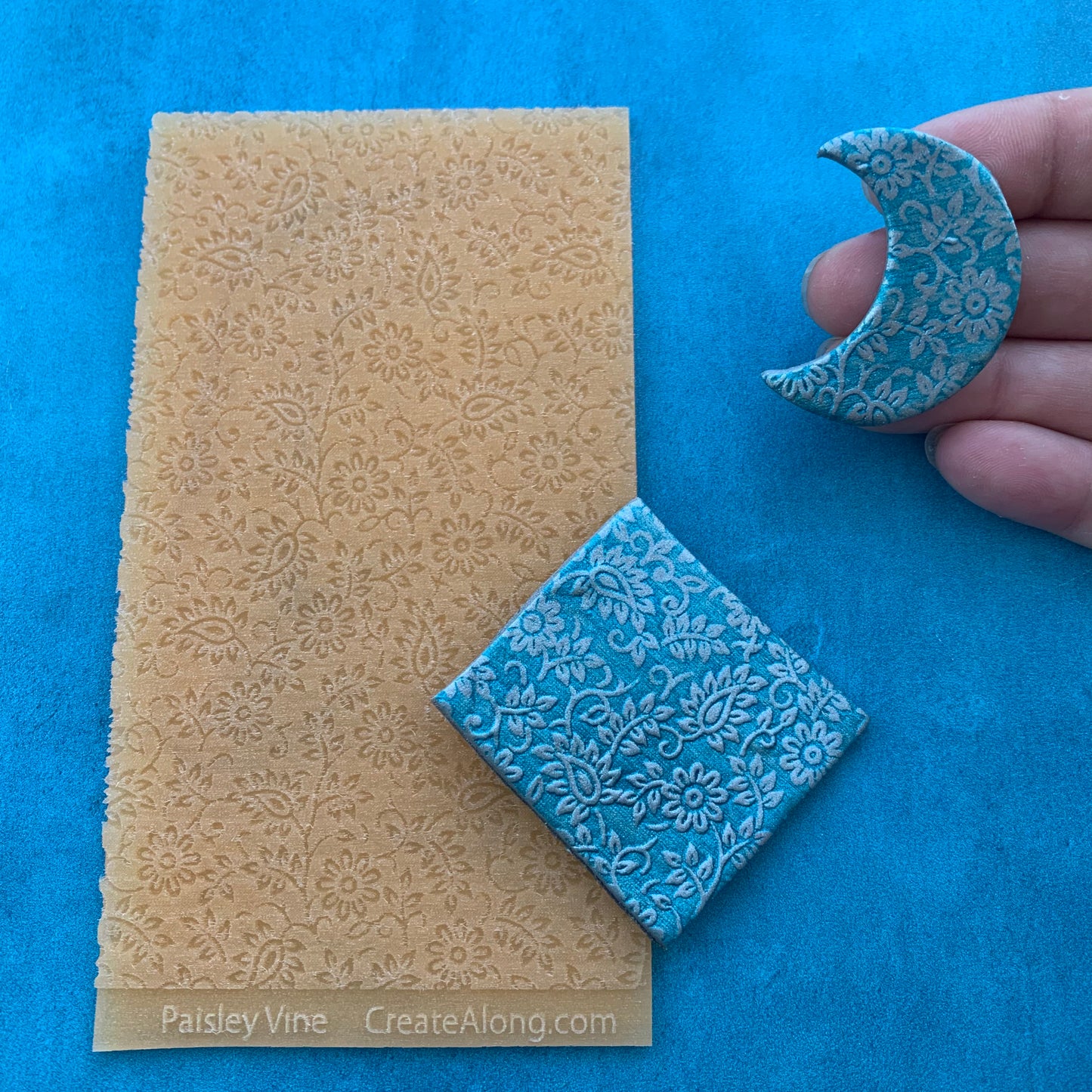 Paisley Vine Texture Mat Silicone rubber Stamp for polymer clay paper Gelli plate and resin