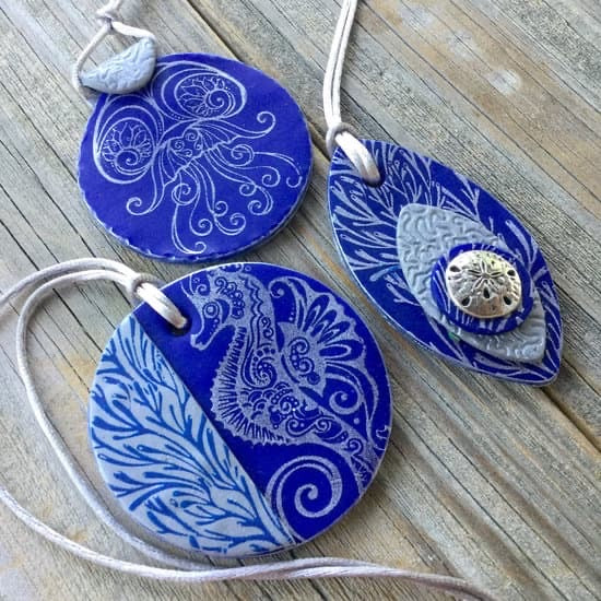 Silkscreen Cindi's Elegant Sea Life polymer clay Stencil Pattern