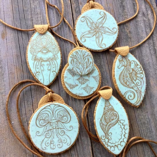 Silkscreen Cindi's Elegant Sea Life polymer clay Stencil Pattern
