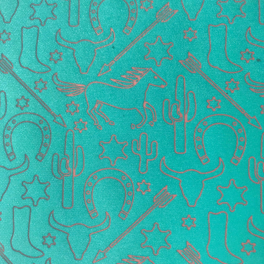 At the Ranch cowboy cactus cow skull horse shoe Silkscreen for polymer Clay