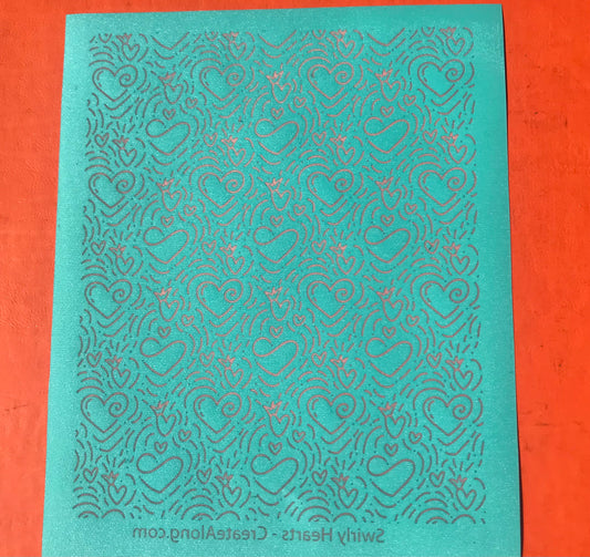 Swirly Hearts Silkscreen Valentine For Crafting, Polymer Clay earrings + Mixed Media - Create Along