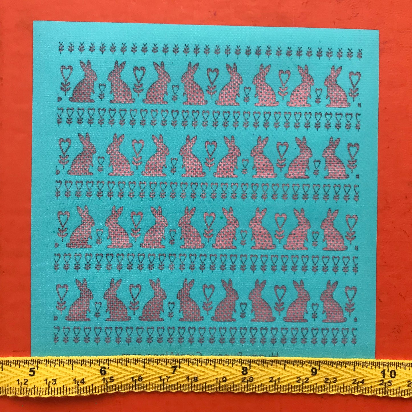 Hunny Bunny Easter Bunnies Hearts Silkscreen Stencil for Polymer Clay, Art Jewelry