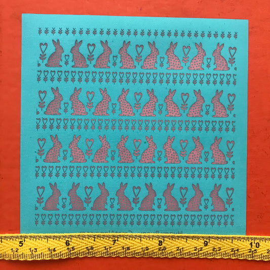 Hunny Bunny Easter Bunnies Hearts Silkscreen Stencil for Polymer Clay, Art Jewelry