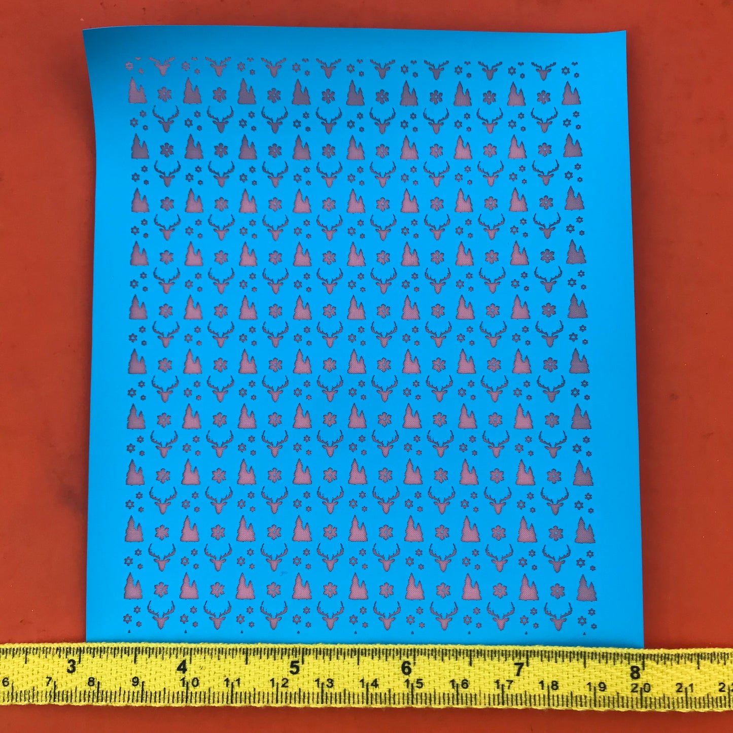 Mountain Deer Holiday Christmas trees plants Silk Screen Stencil for Polymer Clay, Art Jewelry, Mixed Media