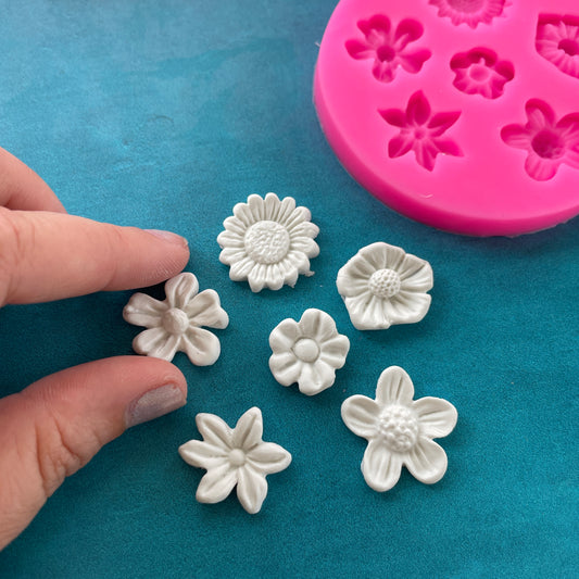 Polymer Clay Resin Mold - 6 flower variety