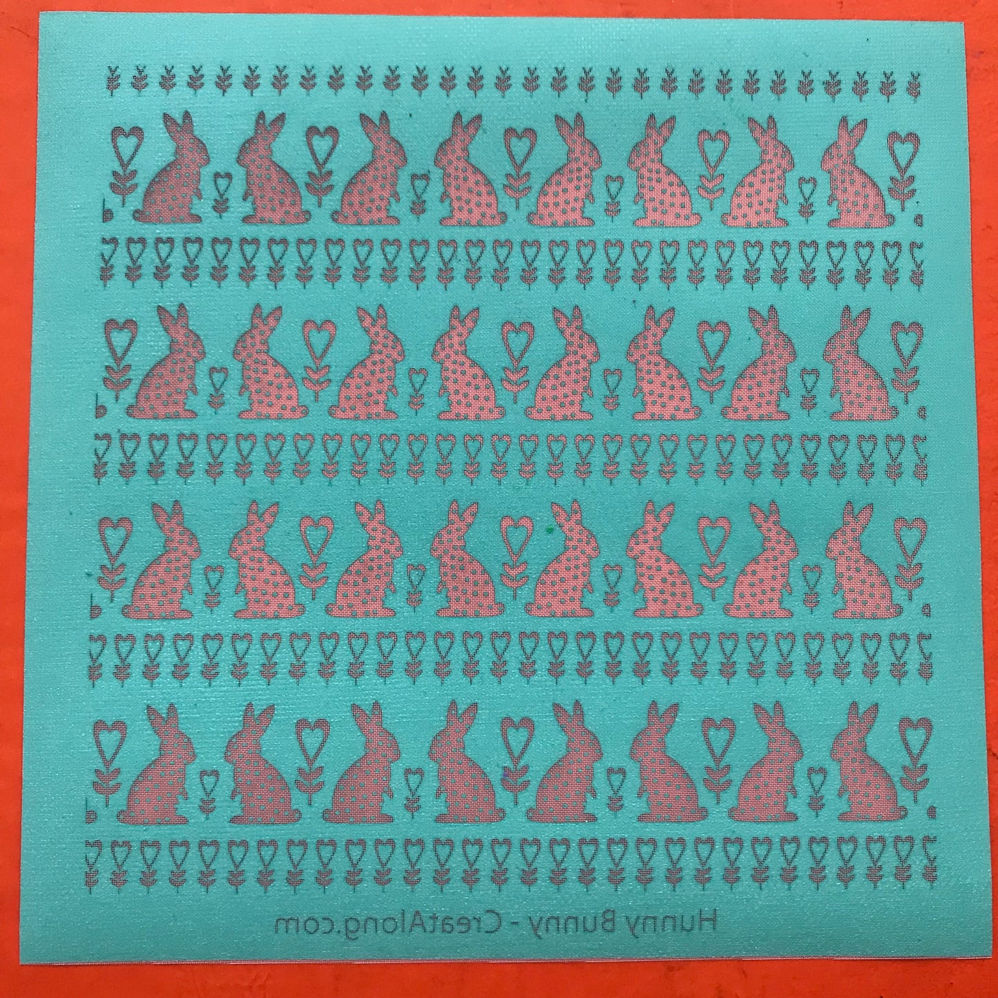 Hunny Bunny Easter Bunnies Hearts Silkscreen Stencil for Polymer Clay, Art Jewelry
