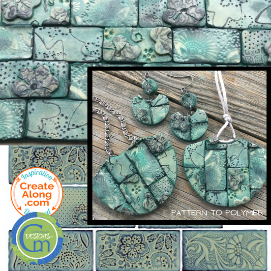 Learn New Techniques and make Sea Green Floral Tile Polymer Clay Jewelry