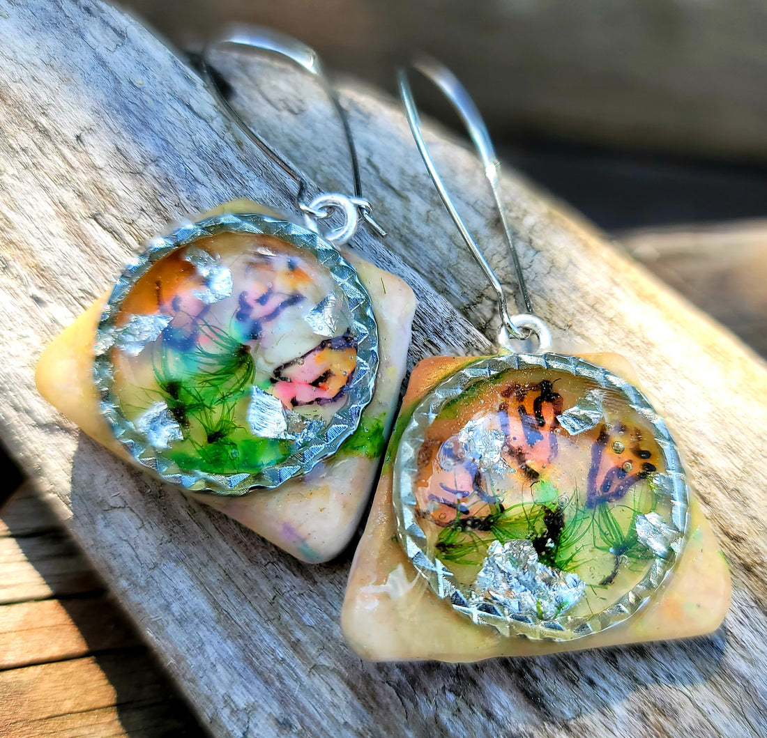 Make Beautiful "Through the Looking Glass" Floral Polymer Clay Earrings