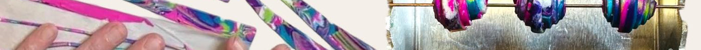 Easy Mokume Gane paper roll up beads polymer clay a fun surface pattern for colorful beads