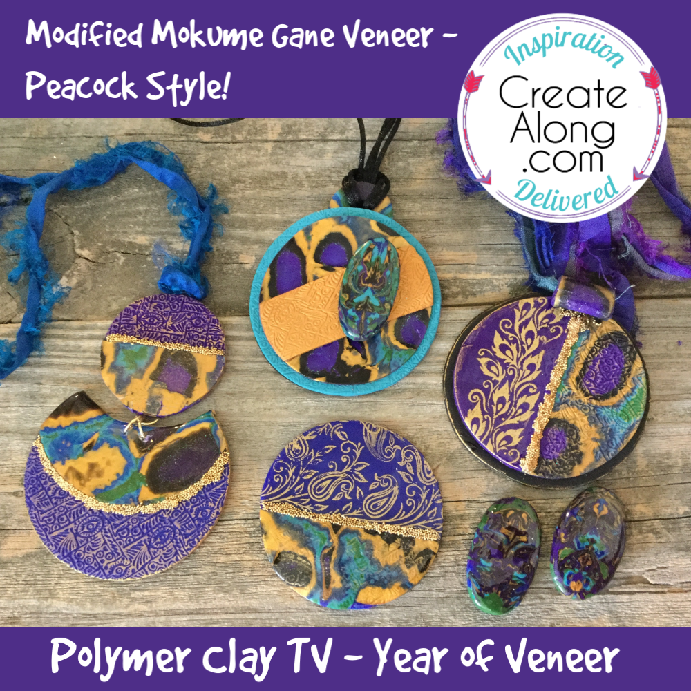 Modified Mokume Gane Veneer in Peacock Colors - Polymer Clay TV Year o ...