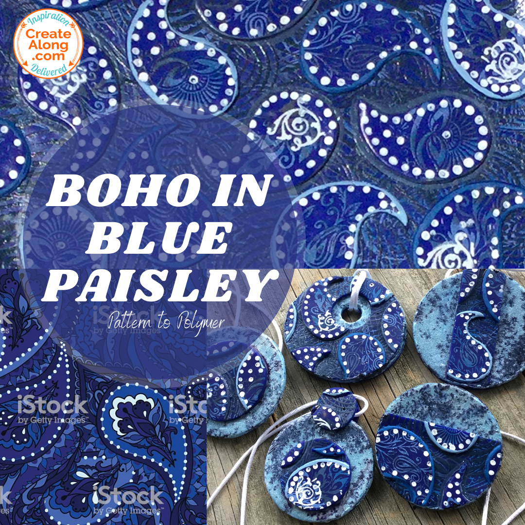 You Can Learn How To Make Boho Style Polymer Clay Blue Paisley Jewelry!