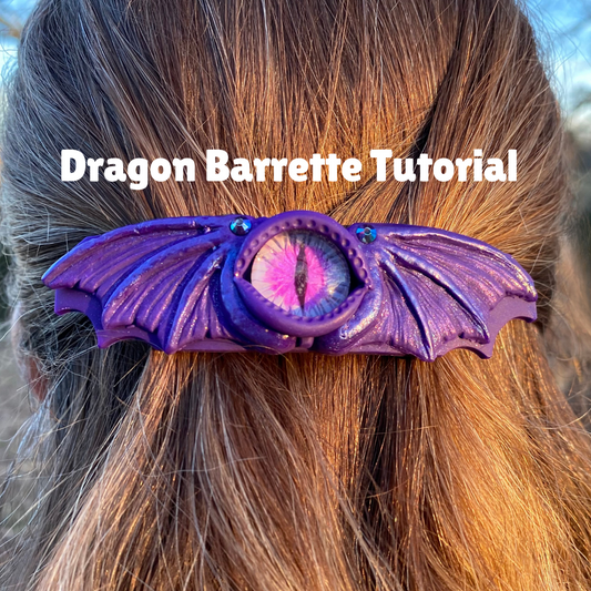 How to make a dragon eye and wings hair barrette clip with polymer clay