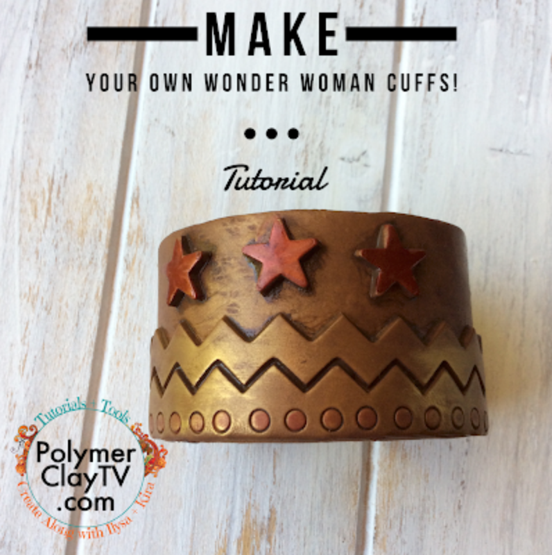 Tribute to Wonder Woman Cuffs bracelet how to with polymer clay