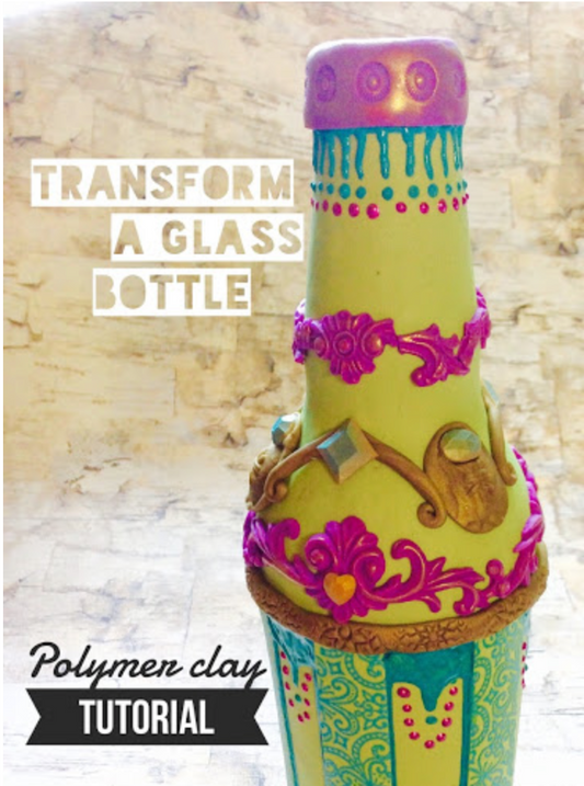 How to cover a glass beer bottle with polymer clay to decorate and recycle