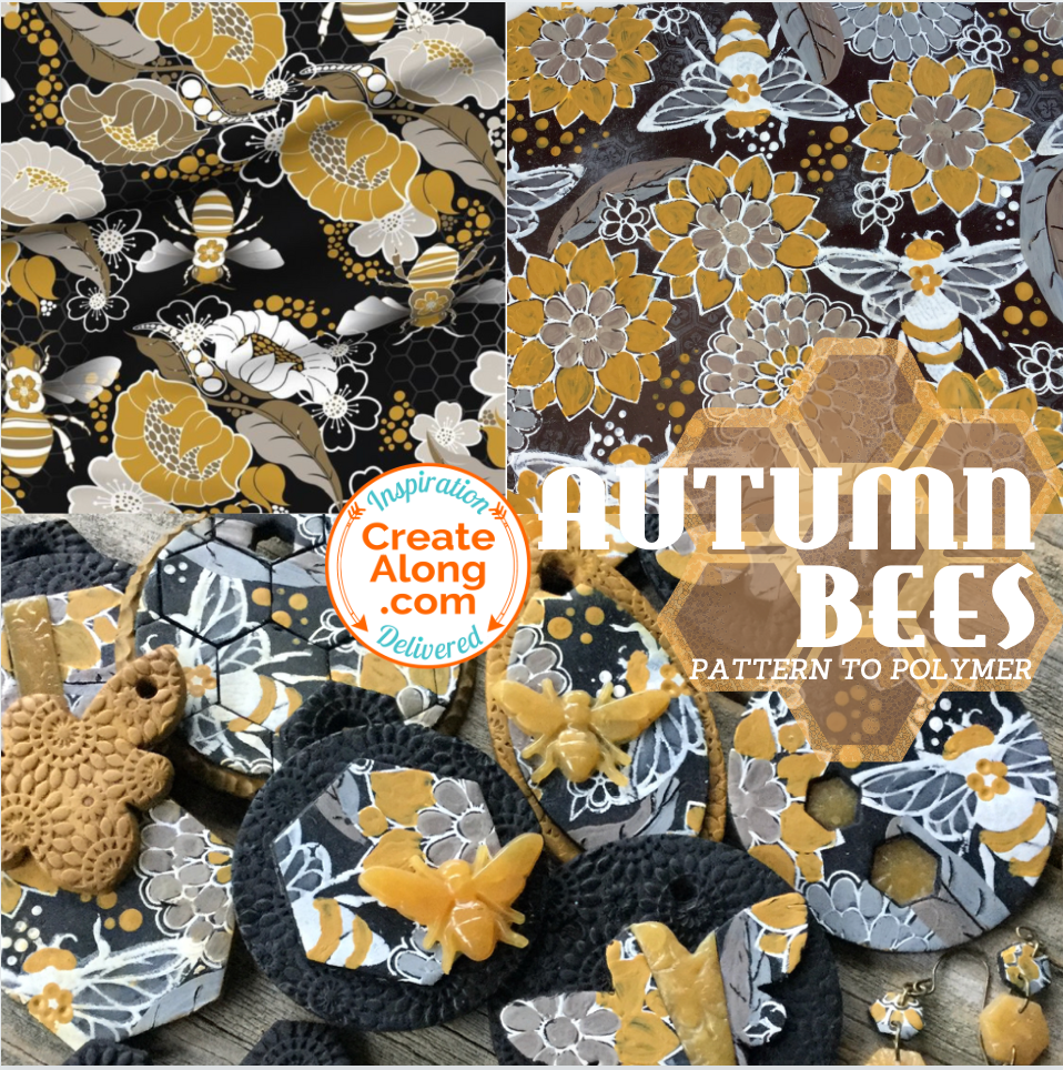 Learn new ways to enhance silkscreens!  Make an Autumn Bees Polymer Clay Slab!