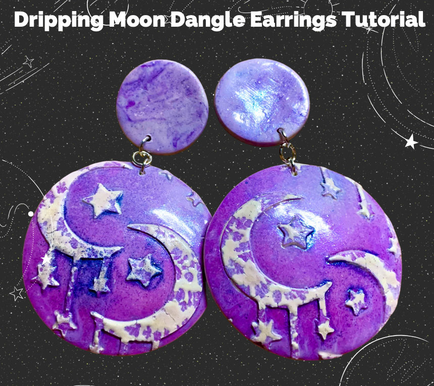 Make Purple Dripping Moon Dangles Earrings