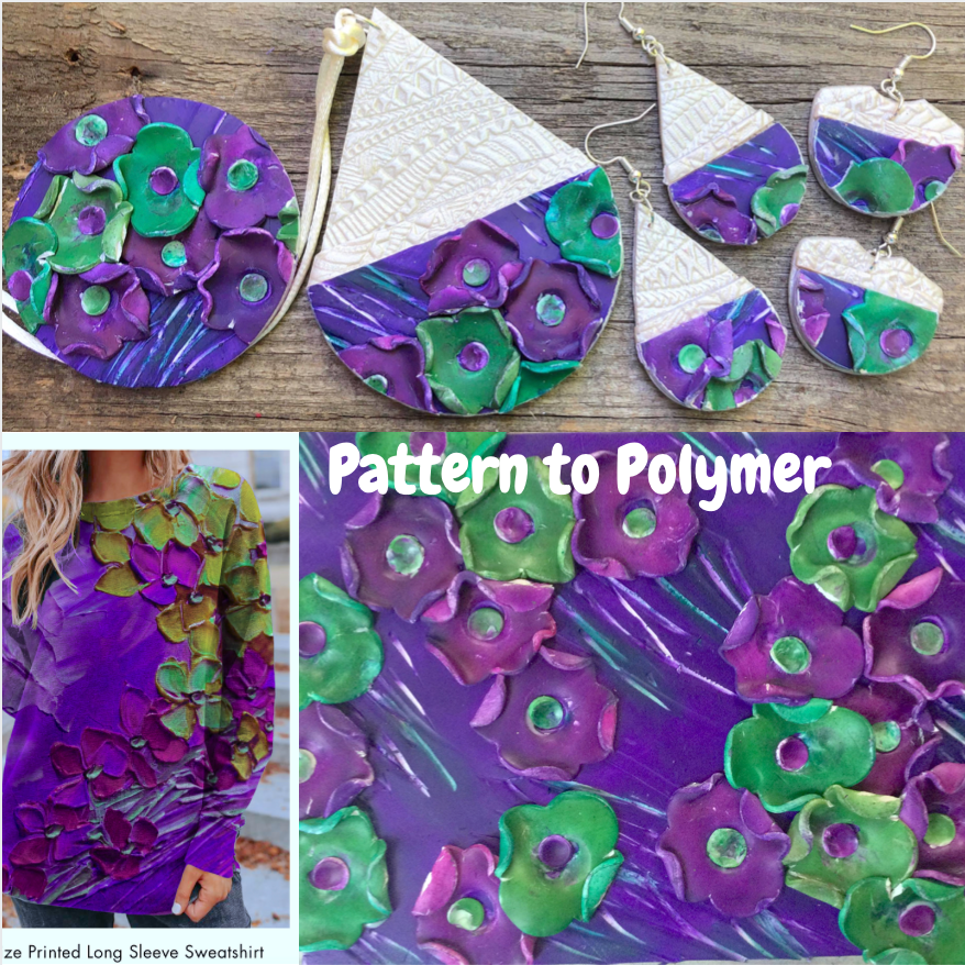 Make a Vibrant Purple Flower Garden Polymer Clay Slab & Jewelry