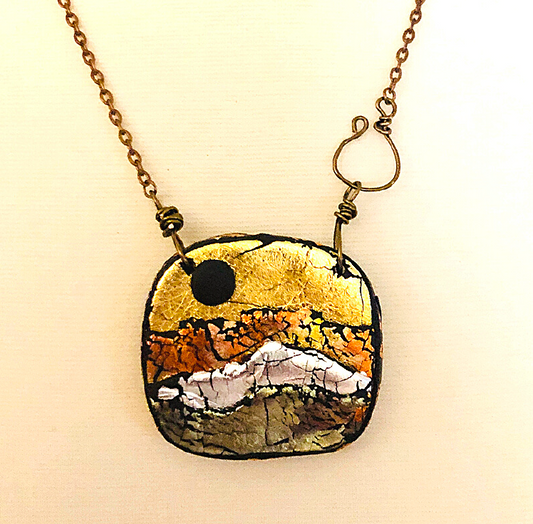 Make a Classy Faux Metal Landscape Polymer Clay Necklace