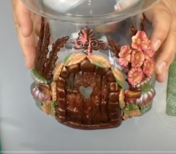 Fabulous Fairy Mushroom House sculpted in polymer clay over a glass stash jar