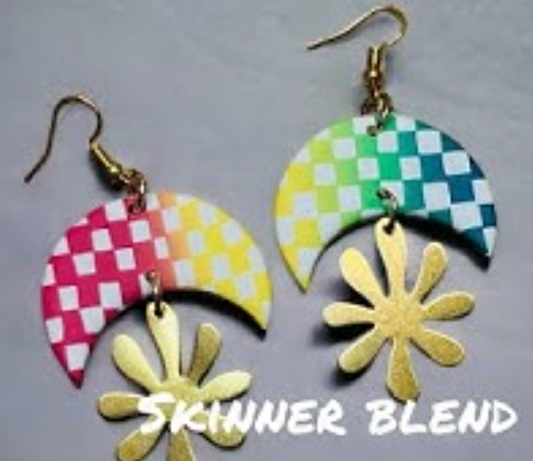 Checkered Skinner Blend surface technique, make some fun dangle polymer clay earrings