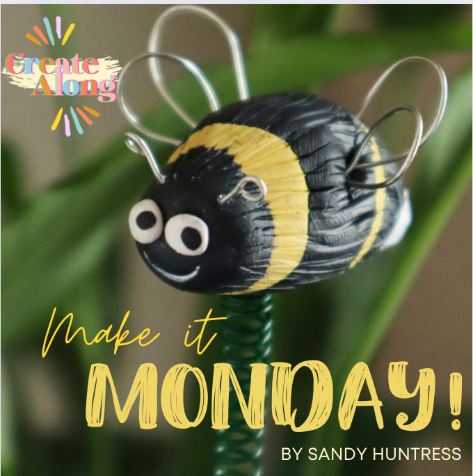 What's the BUZZ? Create your own Buzzy Bee Polymer Clay Plant Poke! Free tutorial!