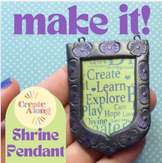 How to create a mini shrine pendant using polymer clay, mica powder, and silkscreen