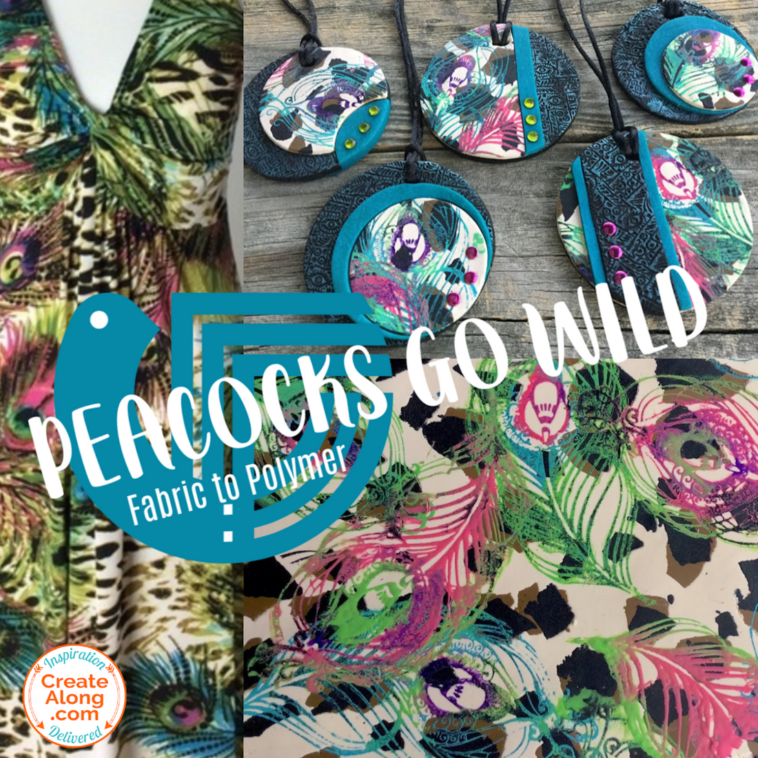 Peacocks Go Wild!  How to make a colorful multi-patterned polymer clay veneer