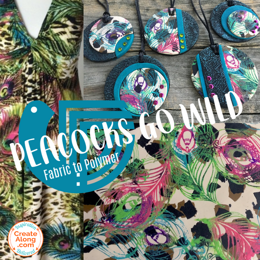 Peacocks Go Wild!  How to make a colorful multi-patterned polymer clay veneer