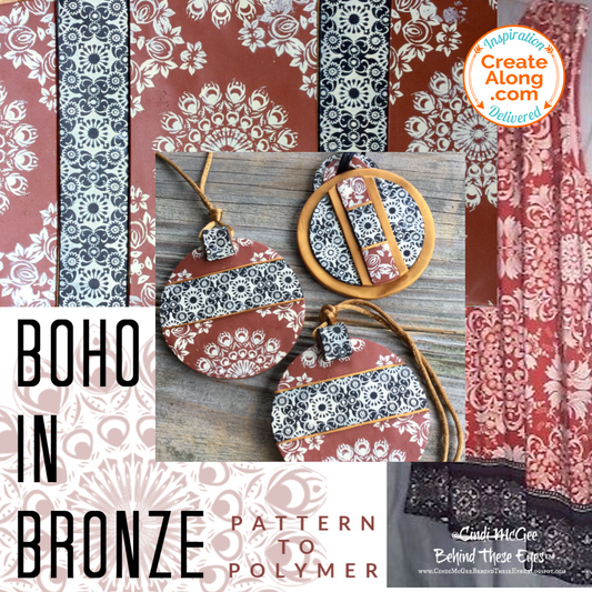 You Can Make A Bronze Boho Style Silkscreened Polymer Clay Veneer