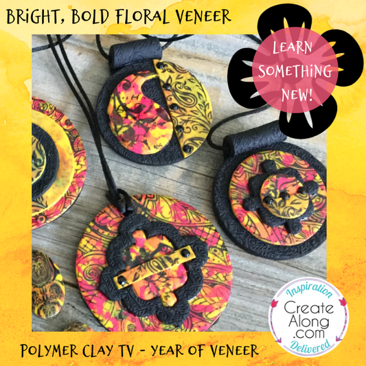 How to Create a Bright and Bold Floral Polymer Clay Veneer DIY Tutorial Video