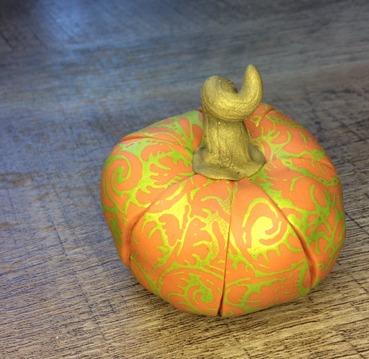 How to use an armature to create a lightweight decorated polymer clay shape pumpkin