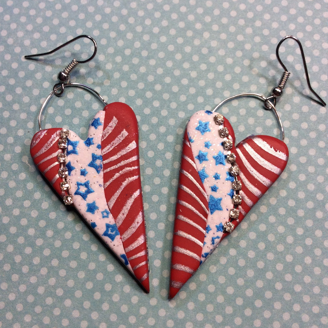 Stars and Stripes 15 minute polymer clay earrings for Fourth of July