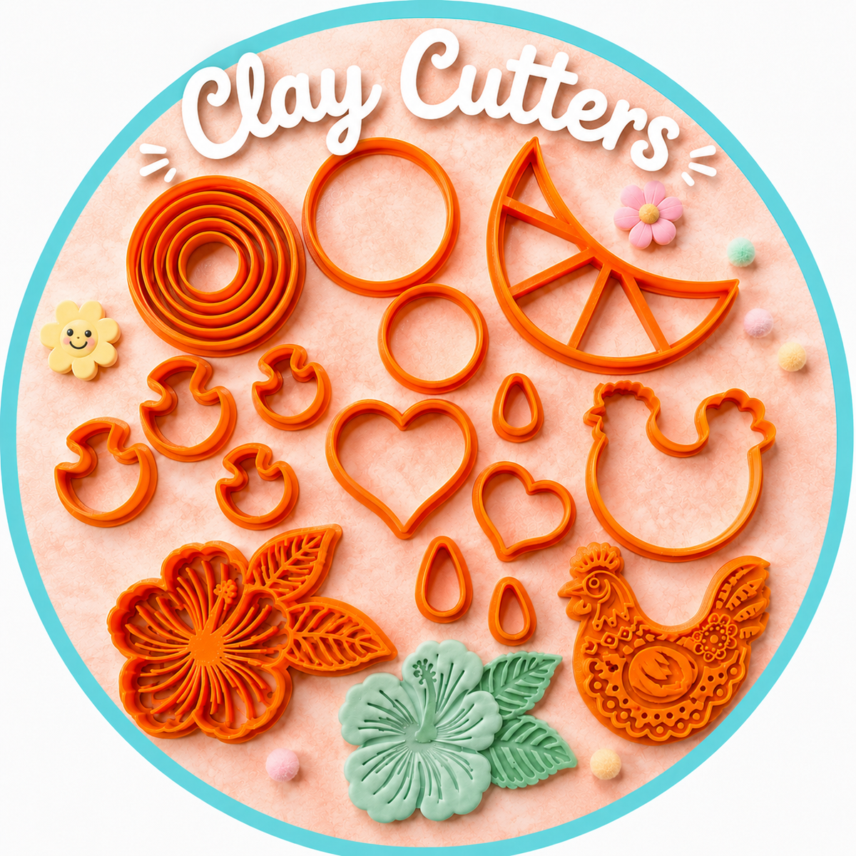 3d printed Polymer Clay Cutter Sets - M+L