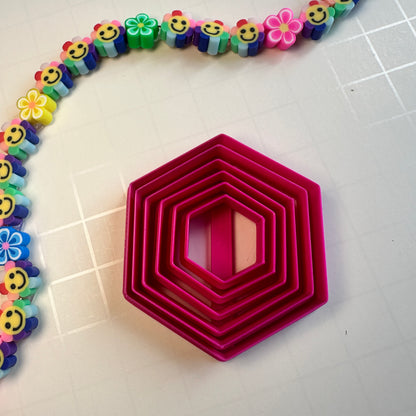 Hexagons Honeycomb bee polymer clay cutter set of 6 basics - Create Along 