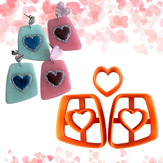 Heart’s Desire Earring Valentine's Day donut polymer clay earrings cutter set - Create Along 
