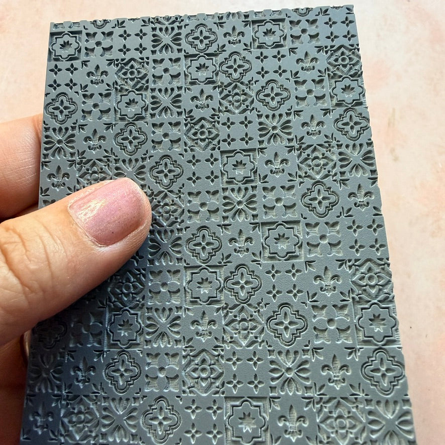 Tiled Rubber Clay stamp texture Mediterranean tiles boho BF
