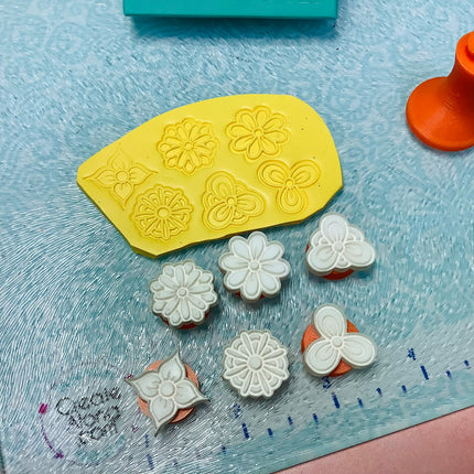 Texture Tips mini stamps Fancy Floral for clay mica ink - Create Along 