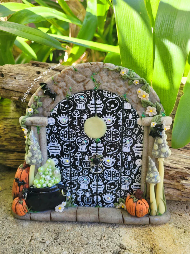 Mystical Realms Halloween Silk Screen Stencil for Polymer Clay, Art Jewelry, Mixed Media - Create Along 