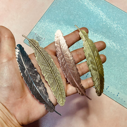 Feather Deco embossed metal bookmark - Create Along 