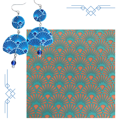 Silk Screen Light the Way Art Deco fans Stencil For Polymer Clay jewelry mixed media - Create Along 