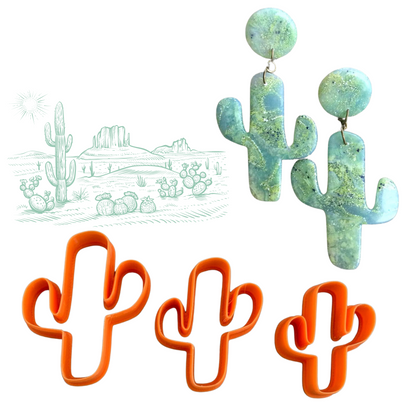 Cactus Succulent #1 set of 3 graduated cutters for polymer clay art jewelry earrings