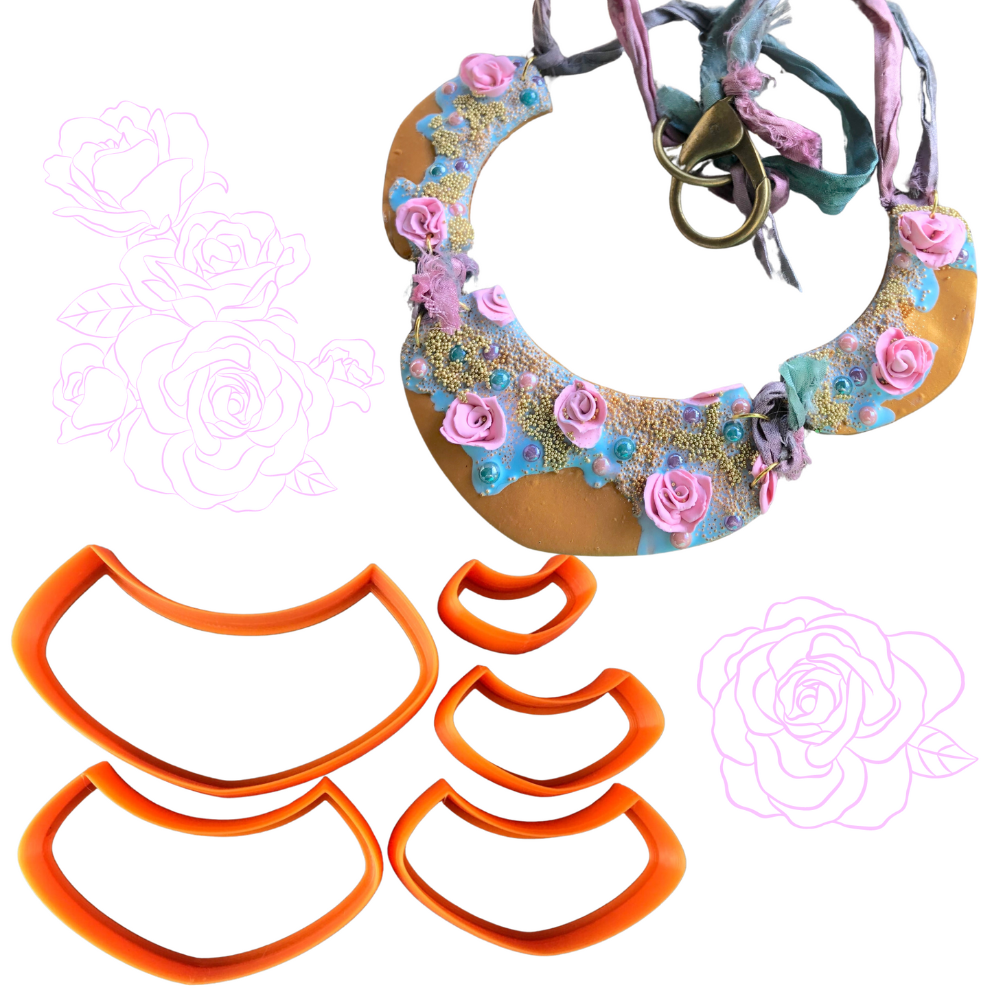 Bib Collar polymer clay cutter set jewelry earrings pendant small sharp clay cutters bib neckpiece