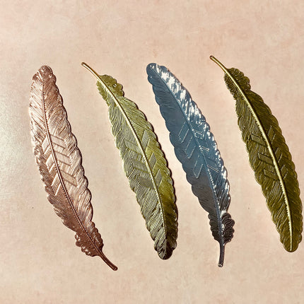 Feather Deco embossed metal bookmark - Create Along 