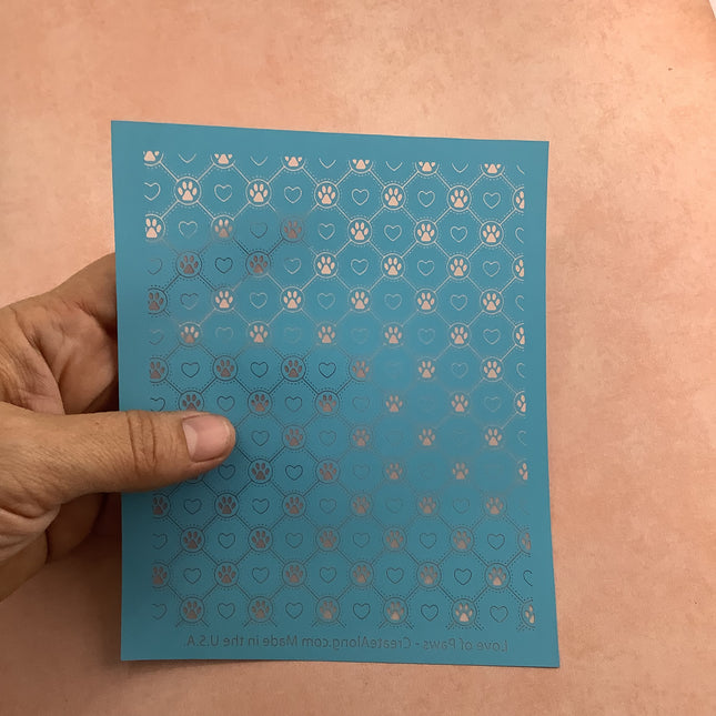 Love Of Paws Dog Cat Pet Polymer clay Silkscreen stencil - Create Along 