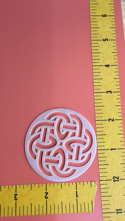 Celtic Coins round polymer clay art stencil texture