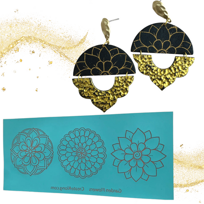 Silkscreen Polymer Clay Garden Flowers Trading Coins Stencil great for art jewelry and mixed media - Create Along 