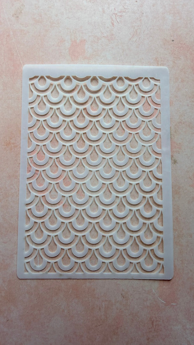 Big Art Deco Mermaid Scales Mylar Stencil Texture sheet