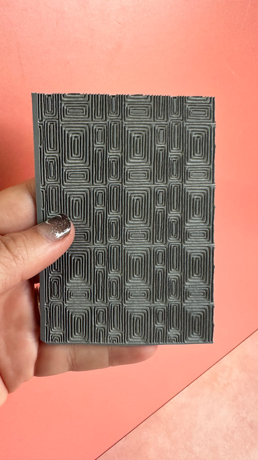 Polymer Clay Rubber Stamp Mod Squares Boho geometric pattern - Create Along 
